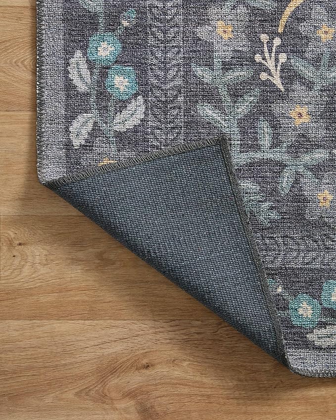 Loloi Rifle Paper Co. Maison Collection MAO-01 Nightingale Black 2'-6" x 7'-6", .19" Pile Height, Runner Rug