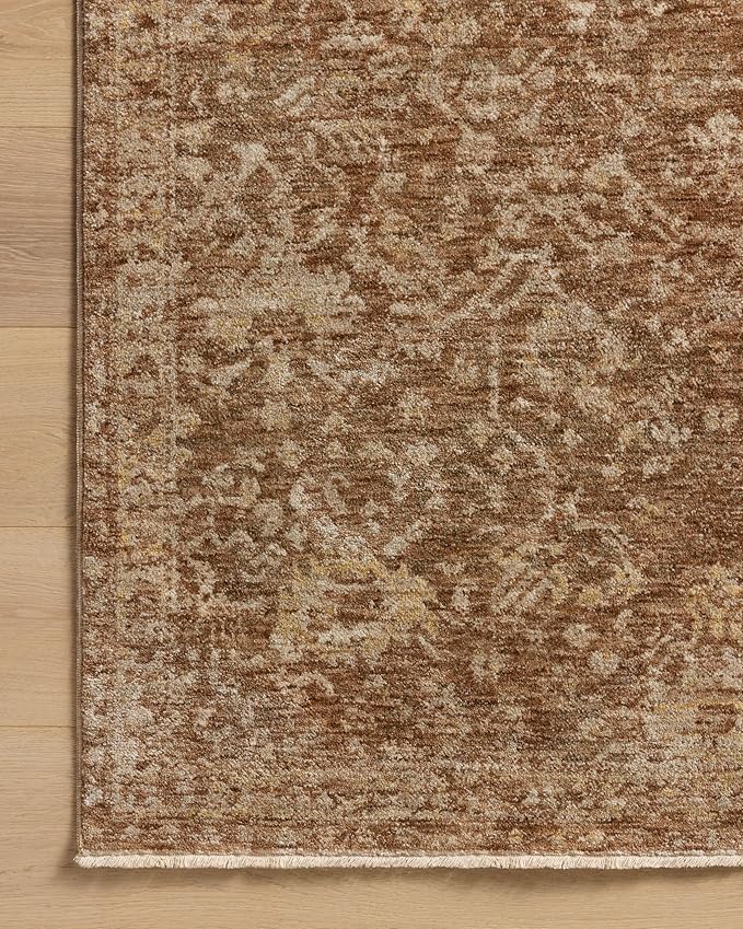 Loloi Magnolia Home by Joanna Gaines Junie Collection JUE-01 Clay/Natural 9'-6" x 9'-6", .38" Pile Height, Round Area Rug