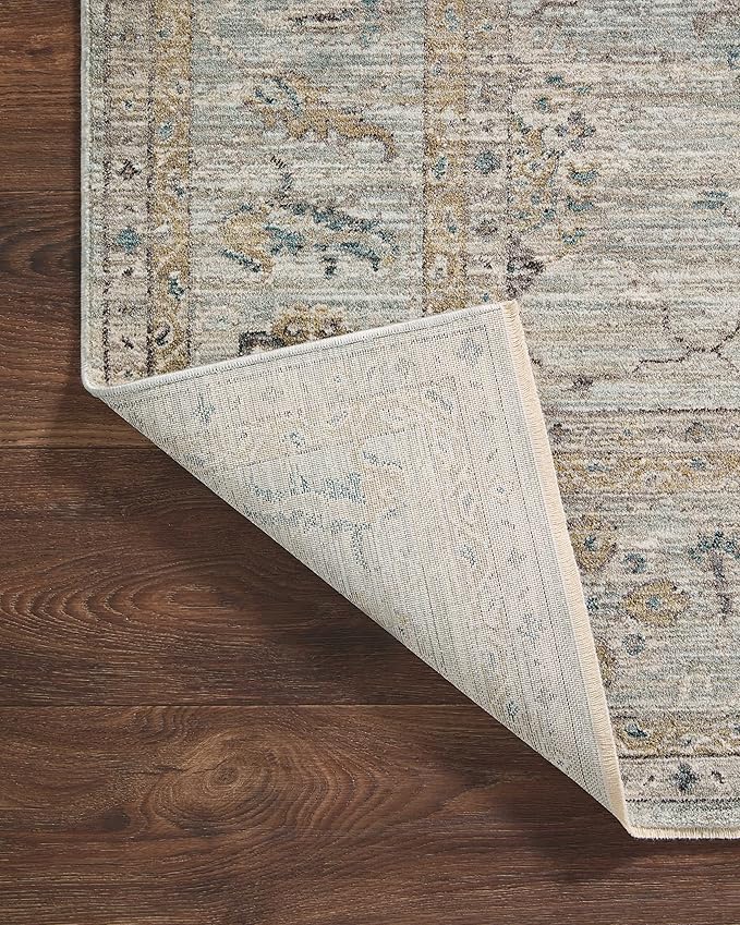 Loloi Magnolia Home by Joanna Gaines Millie Collection MIE-02 Sky/Gold 2'-7" x 10'-0", .25" Pile Height, Runner Rug