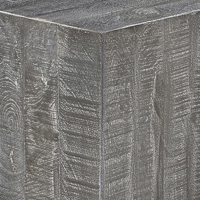 TUP THE URBAN PORT Rydan Coffee Table | 33 Inch Square Block Top | Sandblasted Gray Mango Wood