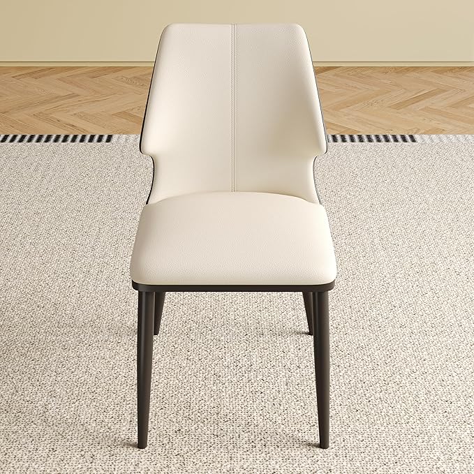 Dining Chairs Set of 2, Modern Faux Leather Dining Black Legs for Living Kitchen Dining Room