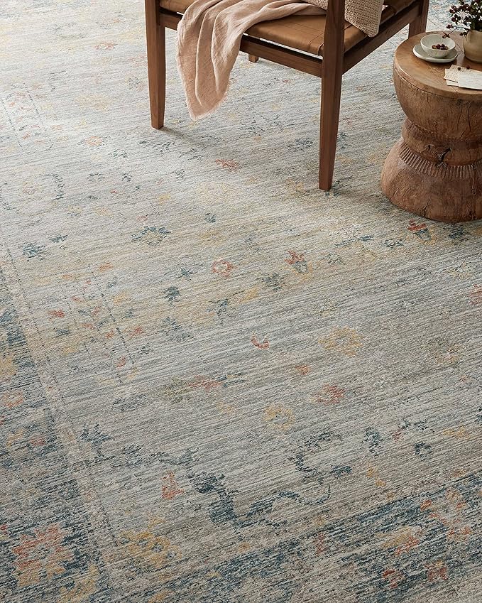 Loloi Magnolia Home by Joanna Gaines Millie Collection MIE-04 Slate/Multi 2'-7" x 8'-0", .25" Pile Height, Runner Rug