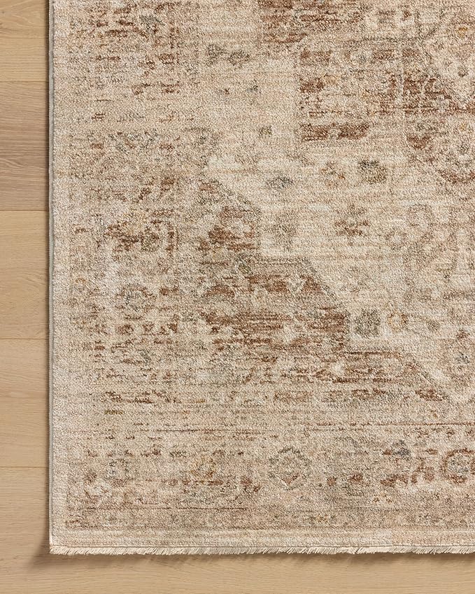 Loloi Magnolia Home by Joanna Gaines Junie Collection JUE-04 Natural/Clay 3'-11" x 5'-7", .38" Pile Height, Accent Rug