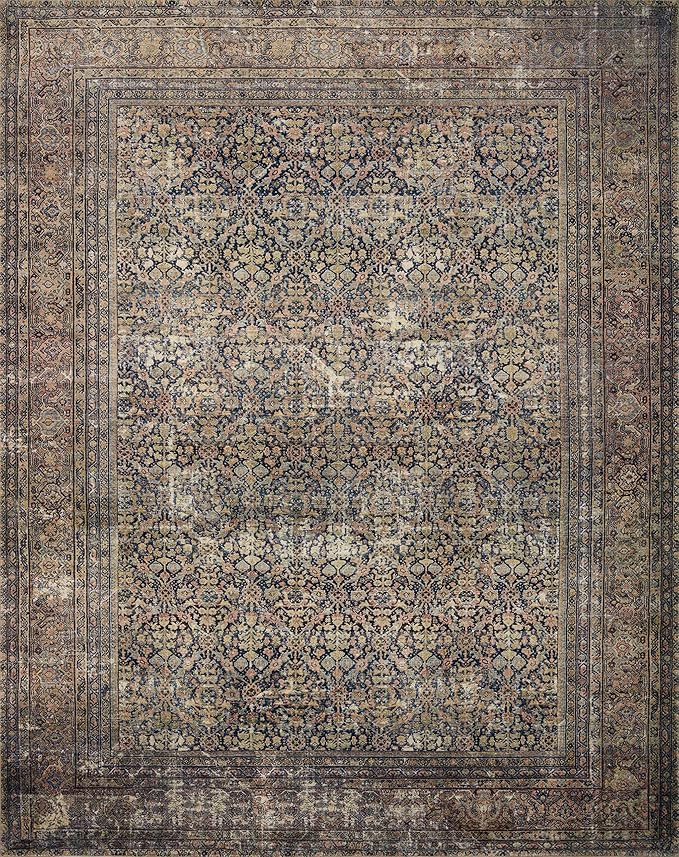 Loloi Amber Lewis Morgan Collection MOG-03 Denim/Multi 7'-3" x 9'-3" 38" Thick Area Rug feat. CloudPile, Neutral, Room Décor, Vintage Inspired, Livingroom, Bedroom, Dining Area