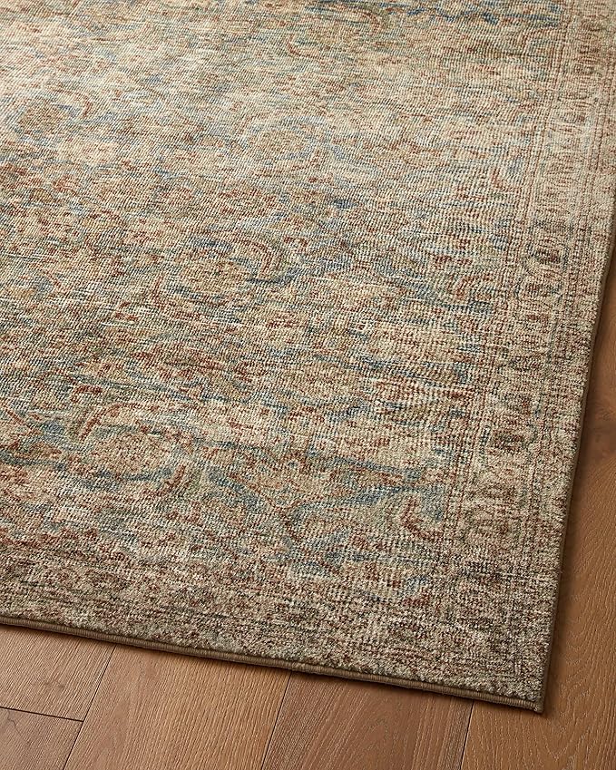 Loloi Amber Lewis Morgan Collection MOG-04 Sea/Sage 3'-6" x 5'-6" Accent Rug, Neutral Area Rug for Room Décor, Vintage Rug Inspired, Soft Area Rug for Living Room, Bedroom, Dining Area
