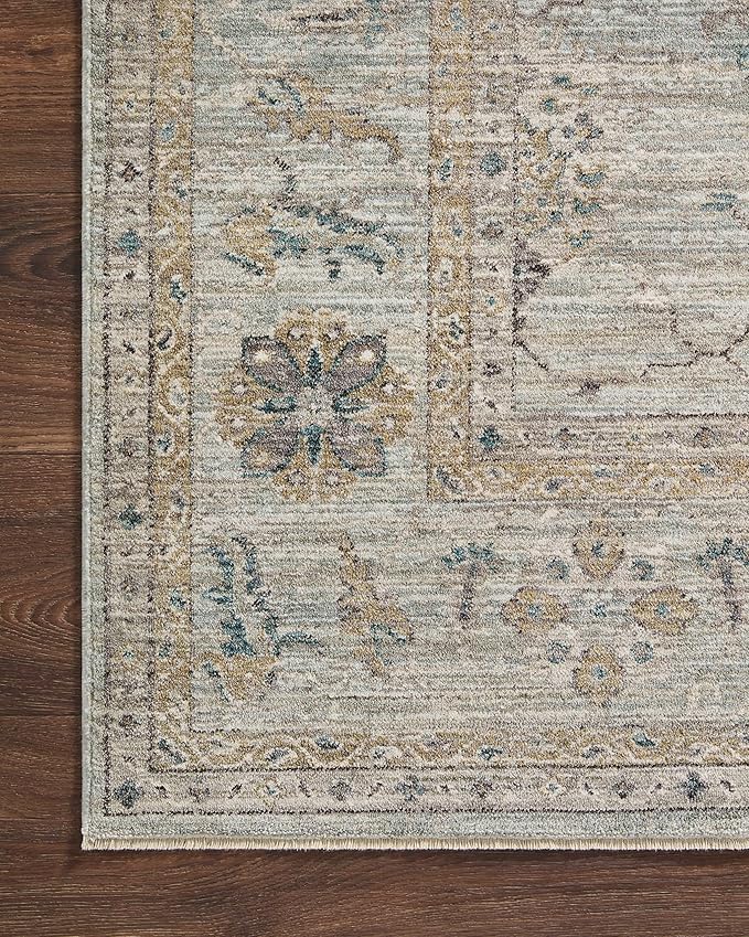 Loloi Magnolia Home by Joanna Gaines Millie Collection MIE-02 Sky/Gold 2'-7" x 10'-0", .25" Pile Height, Runner Rug