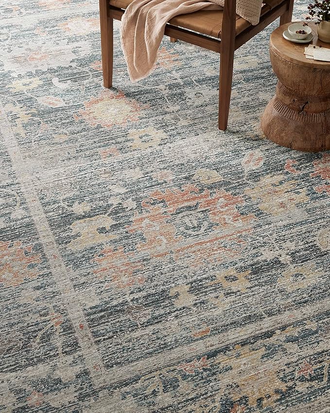 Loloi Magnolia Home by Joanna Gaines Millie Collection MIE-01 Blue/Multi 7'-10" x 10', .25" Pile Height, Area Rug