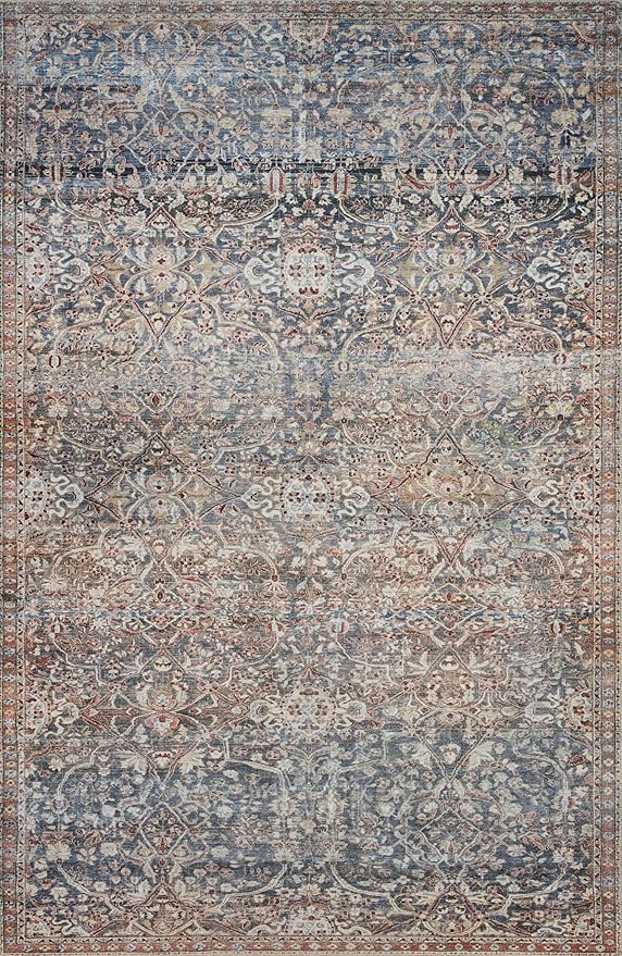 Loloi Chris Loves Julia Jules Collection JUL-06 Denim/Spice 7'-6'' x 9'-6'', .13" Pile Height, Area Rug