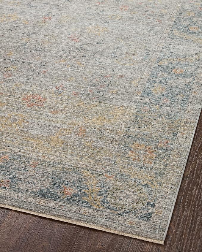 Loloi Magnolia Home by Joanna Gaines Millie Collection MIE-04 Slate/Multi 3'-6" x 5'-6", .25" Pile Height, Accent Rug