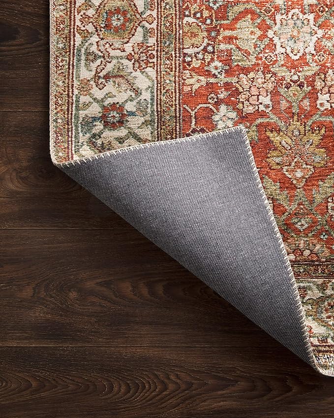 Loloi Layla Collection LAY-05 Ocean/Multi 2'-0" x 5'-0" .13" Thick Accent Rug, Soft, Durable, Vintage Inspired, Distressed, Low Pile, Non-Shedding, Easy Clean, Printed, Living Room Rug