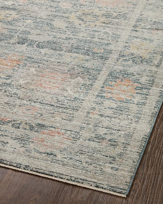 Loloi Magnolia Home by Joanna Gaines Millie Collection MIE-01 Blue/Multi 5'-3" x 5'-3", .25" Pile Height, Round Area Rug
