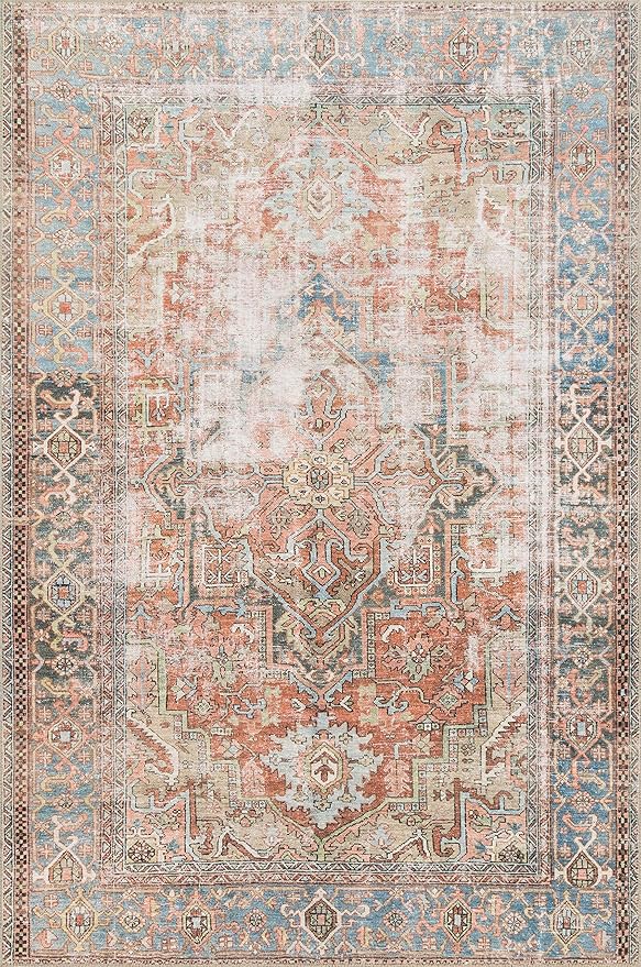 Loloi Loren Collection LQ-15 Terracotta/Sky 2'-6" x 7'-6" Runner Rug