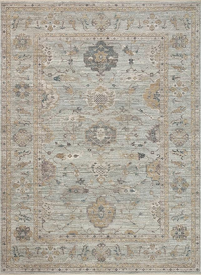 Loloi Magnolia Home by Joanna Gaines Millie Collection MIE-02 Sky/Gold 2'-7" x 8'-0", .25" Pile Height, Runner Rug