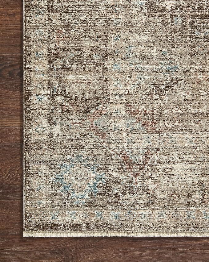 Loloi Magnolia Home by Joanna Gaines Millie Collection MIE-03 Charcoal/Dove 5'-3" x 5'-3", .25" Pile Height, Round Area Rug