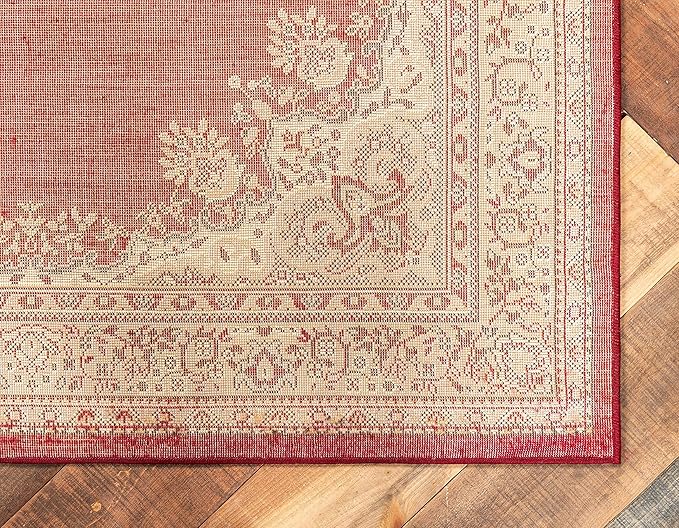 Unique Loom Reza Collection Traditional Persian Style Area Rug, 5 x 8 ft, Burgundy/Ivory
